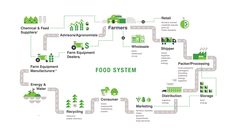 the food system is shown in green and white, as well as several other things