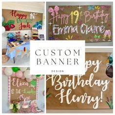 a collage of photos with the words happy 1st birthday and custom banner