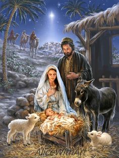 an image of jesus and baby jesus in the manger scene