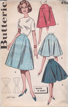 a woman's skirt and top sewing pattern from the 1950's, with two variations