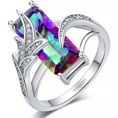 Rainbow Topaz Ring, Rainbow Topaz, Mystic Topaz Ring, Mystic Topaz, Fashion Ring, Green Gemstones, Topaz Gemstone, Topaz Ring, Crystal Rings