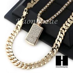 MEN HIP HOP ICED OUT DOG TAG TENNIS CHAIN DIAMOND CUT 30" CUBAN LINK CHAIN S51 Diamond Chain For Men Sterling, Johnny Dang Jewelry Diamond Chain For Men, Tennis Chain Necklace, Real Gold Chains, Necklaces Set, Miami Cuban Link Chain, Chain Diamond, Cuban Link Chain Necklaces, Tennis Chain