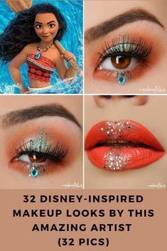 Simple Face Makeup, Disney Makeup Looks, Ideas For Halloween Makeup, Rave Makeup Ideas, Glitter Makeup Ideas, Makeup Ideas Eyes, Makeup Ideas Simple, Disney Eye, Disney Eye Makeup