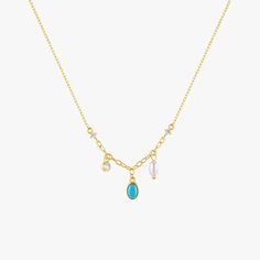 925 Sterling Silver Necklace with turquoise, opal, pearl, and zircon accents. A French-inspired design that adds luxury and sophistication, perfect for layering or wearing alone with timeless charm. French Inspired, High Quality Jewelry, Quality Jewelry