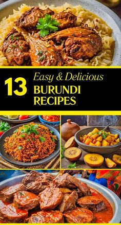 the cover of 13 easy and delicious brunch recipes with pictures of different dishes