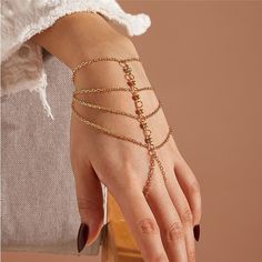 Gender:Women's; Quantity:1PC; Theme:Wedding,Birthday; Style:Personalized,Luxury,Cute,Elegant; Jewelry Type:Bracelet; Occasion:Date,Festival,Birthday,Holiday,Formal; Material:Alloy; Length of Bracelet:16; Design:Layered; Listing Date:05/03/2023 Hand Chain Jewelry, Inexpensive Jewelry, Body Chains, Jewelry Bracelets Gold, Chain Bracelets, Fancy Jewellery, Hand Chain, Body Chain Jewelry, Hand Jewelry