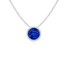 This classic solitaire sapphire pendant's beautiful design makes the center stone appear like it's floating on the chain. The radiant blue gem is secured in a bezel setting. Crafted in 18k white gold, this round sapphire pendant is simple yet gorgeous. Round Sapphire, Sapphire Solitaire, Sapphire Pendant, Blue Gems, Solitaire Pendant, Bezel Setting, Blue Sapphire, Beautiful Design, Floating