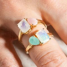 Solid Gold Toi et Moi Gemstone Ring | Local Eclectic – local eclectic Modern Ring Settings, Big Diamonds, December Birthstone Ring, Local Eclectic, Plain Rings, Multi Gemstone Ring, Deeper Meaning, Big Diamond, Modern Ring