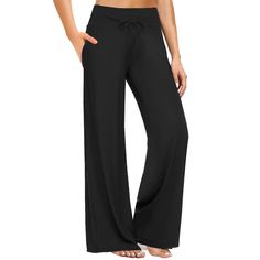 PRICES MAY VARY. 92% Polyester, 8% Spandex.Gentle touch, Soft as baby skin. Imported Drawstring Waist closure Machine wash cold, tumble dry low SOFT TOUCH: The lightweight, smooth fabric is super soft and non-see-through, has 4-way stretchy, comfy just like your second skin. The stretchy lounge palazzo yoga pants with high waisted design wrap your belly well. ENJOY CUSTOMIZED FIT: Covers various printed patterns: solid black, red plaid, floral print, dye tie, galaxy, green camo, leopard, cat, an Black Pajama Pants, Black Pajamas, Pajama Lounge, Leopard Cat, Casual Bottoms, Yoga Capris, Pajama Bottoms, Green Camo, Dog Print