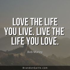 the quote love the life you live, live the life you love by bob marley