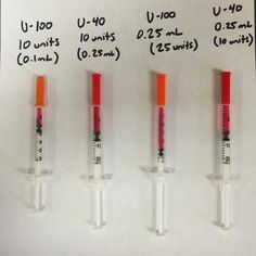 four blood test tubes lined up on top of a piece of paper