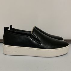 Michael Kors Women’s ‘Teddi’ Slip-On Platform Sneakers -Size 10m -Black -Slip-Ons -Nappa Polyurethane Perforated Leather -Leather Upper -Rubber Outsole -Nwt/Nib -New In Box Leather Slip-on Sneakers With Perforations And Round Toe, Leather Sneakers With Perforations And Closed Toe, Synthetic Low-top Slip-ons With Leather Sole, Leather Slip-ons With Perforations And Round Toe, Low-top Leather Slip-ons With Cushioned Footbed, Leather Low-top Slip-ons With Cushioned Footbed, Leather Sole Low-top Slip-ons, Slip-on Sneakers With Perforations And Closed Toe, Leather Sneakers With Cushioned Footbed