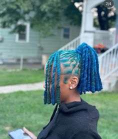 Blue Peekaboo Locs, Blue Invisible Locs, Blue Dyed Locs, Blue And Blonde Locs, Teal Locs, Blue Locs, Locs Ideas, Locs Color, Loc Colors