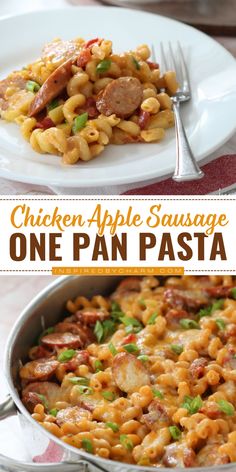 Savor the flavors of our One Pan Chicken Sausage Pasta! This creamy, sweet, and savory one-pan chicken pasta is the perfect hearty dinner recipe for busy nights. It’s a delicious and yummy comfort food that brings everyone together. Pin this recipe for later! Chicken Apple Sausage Pasta, Apple Sausage Pasta, Chicken Sausage Recipes, Yellow Bliss Road, One Pan Pasta, Chicken Apple, Chicken Apple Sausage, Apple Chicken, Apple Sausage