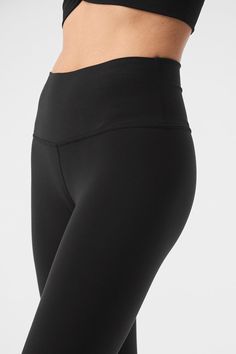 The 7/8 High-Waist Airbrush Legging — all the smoothing, sculpting benefits of the full-length version, in a perfectly cropped package. So good for studio & all-day cool for street, this look features flat-locked seaming for comfort and functionality, no side seams, and an on-trend high waist. Versatile Micro-elastic Bottoms By Alo Yoga, Black Compression Leggings By Alo Yoga, Black Compressive Alo Yoga Leggings, Black Alo Yoga Leggings For Pilates, Alo Yoga Elastane Bottoms With 4-way Stretch, Alo Yoga Elastane 4-way Stretch Bottoms, Alo Yoga 4-way Stretch Bottoms, Black 4-way Stretch Alo Yoga Bottoms, Black Alo Yoga Bottoms For Pilates