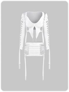 Buy Inexpensive Two-Piece Sets at Kollyy online store, SPU: 48Q10TW2LE11E, Color: White Black, Material:Polyester, Sleeve Length:Long sleeve. White Hollow Out Fitted Tops, White Stretch V-neck Sets, White V-neck Stretch Set, Latest Outfits, Affordable Clothes, Two Piece Sets, White Long Sleeve, Every Woman, Final Sale