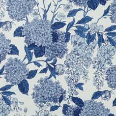 a blue and white floral print fabric