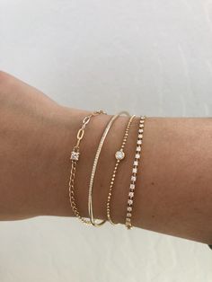 Sabrina Bracelet – Kasia J. Formal Bracelets, Everyday Gold Bracelet, Single Diamond Bracelet, Stacked Bracelets, Everyday Bracelet, Wrist Jewelry, Small Bracelets, Luxe Jewelry, Jewelry Accessories Ideas