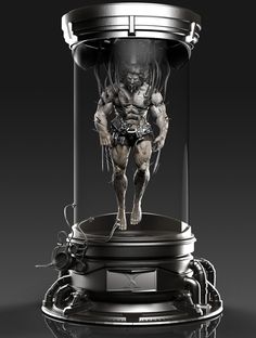 an image of a statue that is in a glass case with chains around it's sides