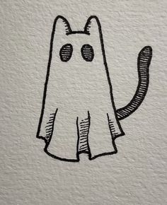 a black and white drawing of a ghost