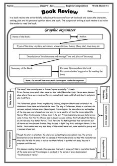 the book review worksheet is shown in black and white, with an arrow pointing to