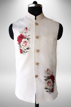 Painted Jacket Men, Koti Design For Man, Luxury Silk Nehru Jacket For Men, Waist Coat Designs Men, Luxury Nehru Jacket With Buttons For Winter, Luxury Off-white Nehru Jacket For Men, Koti Jacket For Men, Waist Coats For Men, Clothing Practice