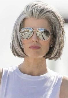 Haircut Gray Hair, Women Haircuts, Grey Hair Over 50, Chic Short Hair