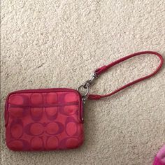 Cute Coach Wristlet Wallet! Functional Zippers & Beautiful Pop Of Color For Any Outfit! Basically Brand New, Forgot I Had It Lol Pink Pouch Wristlet With Strap, Pink Pouch Clutch With Wrist Strap, Pink Pouch Wristlet With Wrist Strap, Pink Clutch With Wrist Strap, Pink Wallet With Wrist Strap As Gift, Pink Pouch Wallet With Wrist Strap, Pink Clutch Wallet With Wrist Strap, Pink Wristlet For Daily Use, Pink Wristlet With Wrist Strap For Daily Use