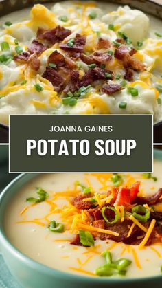 potato soup with bacon and cheese in a bowl