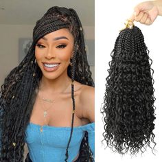 PRICES MAY VARY. 1.Goddess Box Braids Crochet Hair Material:Features: 100% Handmade Crochet Braids.Natural Looking, Box Braid Crochet hair Curly Ends is Every Beautiful.Usually 6-9 Packs Can Full A Head. 2.Crochet Braids With Curly Ends:8 Packs Goddess Box Braids Crochet Hair,Length:18Inch,Weight:70g,14roots/pack,Color:Black.Box Braid Crochet Hair Made with High Quality Flame-Retardant Low Temperature Synthetic Fiber. 3.Crochet Braids Style:Pre Looped Crochet Braids Crochet Hair, Easy to Wear;En Crotchet Goddess Braids, Goddess Crochet Braids, Godess Box Braids Crochet Hair, Prelooped Crochet Box Braids, Goddess Box Braids Crochet Hair, Best Crochet Hair Beauty Depot Inc, Box Braids Crochet, Braids Natural, Box Braids Wigs & Hair Extensions