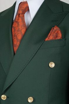 Dark Green Double Breasted Three Pocket Men Suits | Men Two Piece Suit Dark Green Suit Men, Kingsman Suits, Mens Suit Colors, Green Suit Men, Double Breasted Suit Men, Suit Ideas, Suits Men, Suit Men, Green Suit