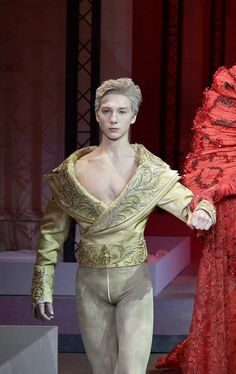 Janus God, Angelic Fashion, Tuxedo Gown, Gown Aesthetic, Male Dancers, Gender Neutral Clothes, Lycra Men, Speedos, Outfit Collage