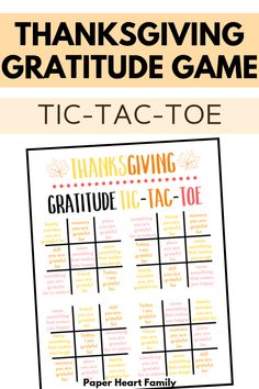 a thanksgiving tic - tac toe game with the words, thanks and an image of