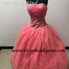 “One Of A Kind” Tulle Ballgown Ideal For Any Special Occasion; Embroidered In Metallic Gold, Beaded & Sequined Throughout The Bodice & Bottom Of The Skirt, Rousched Bodice With Satin Bow Around Bust; Available In Flamingo For Immediate Shipping. Embroidered Ball Gown With Fitted Bodice For Quinceanera, Embroidered Floor-length Gown For Quinceanera, Fitted Ball Gown With Intricate Embroidery For Quinceanera, Embroidered Floor-length Ball Gown For Quinceanera, Embroidered Fitted Ball Gown For Quinceanera, Fitted Embroidered Dress For Debutante Ball, Embroidered Fitted Dress For Debutante Ball, Embroidered Ball Gown For Quinceanera, Elegant Embroidered Quinceanera Gown