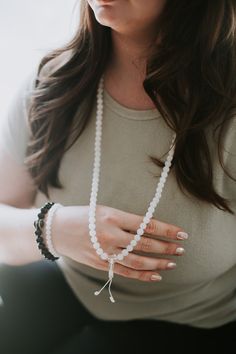 Selenite is incredibly special with an energy like no other. Wearing or meditating with this mala can help to cleanse negativity energy and bring clarity, relaxation and tranquility. Hand strung by artisans in Kathmandu, this mala features beautiful Selenite beads from Morocco finished with a gorgeous Quartz guru bead. These high quality crystal beads have undergone a special unique stabilization process to ensure that they will withstand every day wear and meditation. Selenite is a very peacefu White 108 Beads Mala For Meditation, White Healing Mala With 108 Beads, White Mala With 108 Beads For Healing, White Spiritual Mala With 8mm Beads, White Gemstone Beads Mala For Healing, Adjustable White Gemstone Beads Mala, White 8mm Beads Mala For Meditation, White Adjustable Mala With Gemstone Beads, Adjustable White Mala With Gemstone Beads