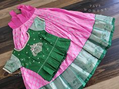 This Lehenga set suits 5 years - 6 years. Kindly Please Message me If needed measurements before purchase. Kindly note lehenga is not completely pure silk but very good quality. Green Ruffled Sets For Diwali, Traditional Saree Set With Ruffles, Traditional Ruffled Saree Set, Traditional Sets With Ruffles For Navratri, Traditional Silk Set With Ruffles, Traditional Silk Sets With Ruffles, Traditional Silk Ruffle Sets, Silk Lehenga Blouse, Lehenga Blouse