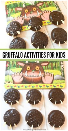 chocolate covered oreos with the words grufflo activities for kids on them