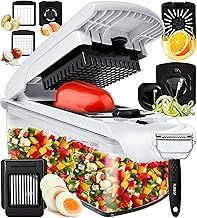 an electric vegetable slicer is shown with all the accessories needed to make it easier for cutting