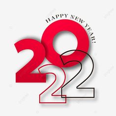 happy new year 2012 with the number twenty two in red and black on a white background