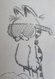 a drawing of a cat with sunglasses on it's head