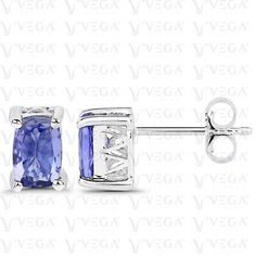 ad eBay - 4.00Ct Cushion Cut Natural Tanzanite Solitaire Stud Earring 14K Solid White Gold - Buy Now, click the link (eBay)