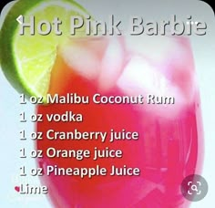 hot pink barbiee cocktail recipe with lime and vodka