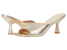 Stuart Weitzman Tia 75 Sandal - Women's Shoes : Platino : Get a movie star classic look wearing the Stuart Weitzman Tia 75 Sandal. Leather upper. Slip-on construction. Open toe silhouette. Leather lining, insole, and outsole. Covered post heel. Made in Spain. Measurements: Heel Height: 3 1 2 in Weight: 7 oz Product measurements were taken using size 9, width B. Please note that measurements may vary by size. Weight of footwear is based on a single item, not a pair. Glamorous Fitted Heels With Removable Insole, Classic Gold Heels For Summer, Classic Heels For Summer Cocktail Events, Classic Gold Heels, Classic Gold Heels Medium Width, Elegant Fitted Heels For Anniversary, Top Trends, Product Reviews, Stuart Weitzman