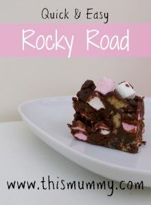 a piece of rocky road cake on a white plate