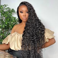 Undetectable Transparent Lace Human Hair Wigs 13x4 Glueless Lace Frontal Wig Water Wave Curly Hair Wig, Deep Wave Hairstyles, Deep Curly, Types Of Curls, Lace Closure Wig, Human Hair Lace Wigs, Hair Color For Black Hair, Natural Hair Color, Hd Lace