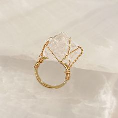 CLEAR QUARTZ CRYSTAL ring Rings With Meaning, Fuchsia Necklace, Lavender Necklace, Spiritual Necklace, Gemstone Earrings Gold, Gold Filled Earrings, Clear Quartz Crystal, Stainless Steel Earrings, Stainless Steel Rings