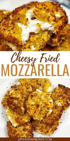 Cheesy Fried Mozzarella Fried Mozzarella Cheese, Air Fryer Fried Cheese, Air Fryer Cheese, Fried Mozzarella, Fried Cheese, Mozzarella Appetizers, Homemade Mozzarella Sticks, Breakfast Sides Dishes, Breakfast Sides