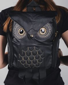 "Get ready to elevate your style with this stunning Owl mini backpack. Made from high-quality black leather, this backpack measures 12 X 9 inches by 4 inches, making it the perfect size for all your essentials. Add a touch of elegance to your wardrobe with this must-have fashion accessory!" Trendy Faux Leather Backpack For School, School Backpack With Adjustable Strap And Faux Leather, School Backpack With Adjustable Straps In Faux Leather, School Backpack With Zipper In Faux Leather, Faux Leather Backpack With Adjustable Strap, Black Faux Leather Rectangular Backpack, Black Rectangular Faux Leather Backpack, Black Faux Leather Backpack For School, Trendy School Backpack With Leather Backing