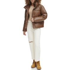 This women's faux-leather short puffer is your favorite puffer style with a twist!Click on this WOMEN'S GUIDE to find the perfect fit and more! This women's faux-leather short puffer is your favorite puffer style with a twist!Click on this WOMEN'S GUIDE to find the perfect fit and more! FEATURES Button & zipper front Long sleeves 2 pocketsFIT & SIZING Designed to hit at the waist Midweight warmth ratingFABRIC & CARE Polyurethane, polyester Machine wash delicate and tumble dry low Imported Size: Spring Casual Puffer Leather Jacket, Faux Leather Puffer Outerwear For Cold Weather, Casual Faux Leather Puffer Outerwear, Trendy Black Puffer Leather Jacket, Abercrombie Leather Puffer, Puffer Style, Short Puffer Jacket, Leather Short, Leather Shorts