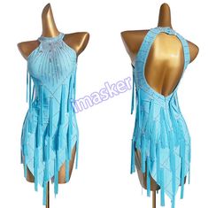 Latin dance dress Ballroom Tassels skirt rhinestone Rumba Chacha Samba Clothing   Set Include: 1x Women Dance Dress Color:Blue Material:Polyester+Nylon Style:  Rumba Cha Cha Samba Cowboy Bullfighting Description : Size Height(cm) Bust(cm) Waist(cm) Hipline(cm) S 110-120 52-56 56-60 58-66 M 120-130 54-58 60-64 62-70 L 130-140 56-60 64-68 66-74 XL 140-150 59-63 68-72 70-78 2XL 150-160 62-65 72-76 74-82 3XL 160-170 64-68 76-80 78-86 Customizable, please measure chest, waist, buttocks height and wei Latin Dance Outfit, Rumba Dance Dress, Samba Dress, Dance Latin, Samba Costume, Women Dance, Latin Ballroom Dresses, Samba Outfit, Tassel Skirt